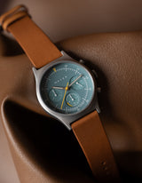 Brown Solar chronograph leather strap watches