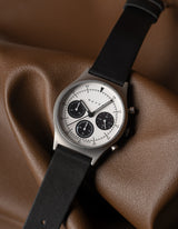 Black Solar chronograph leather strap watches