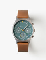 Brown Solar chronograph leather strap watches