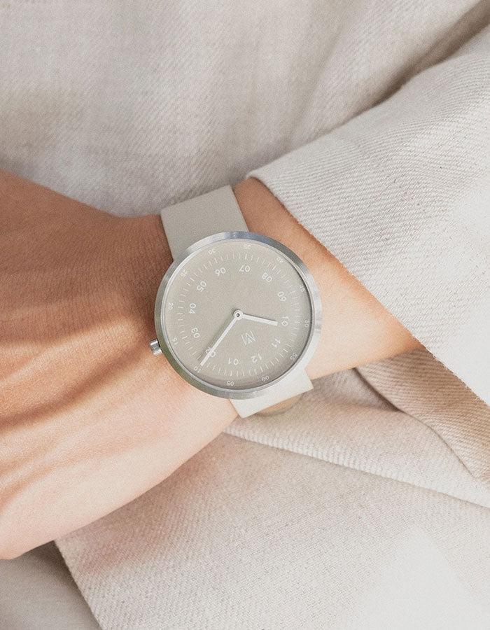 SMOKE GREEN OFFWHITE 40MM + NAVY LEATHER STRAP SET (SILVER)