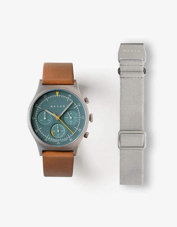 MUS SOLAR C-02 BROWN 40MM + GRAY PARACHUTE STRAP SET