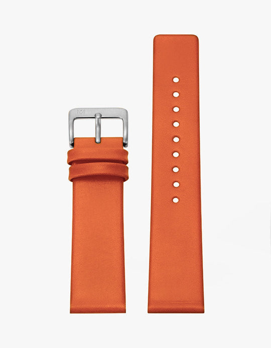 20mm Deco Orange Leather Strap (Silver)