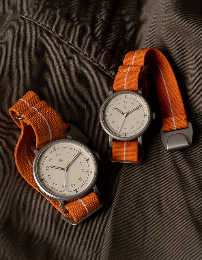 MUS-01 KHAKI P 34MM + ORANGE PARACHUTE STRAP SET