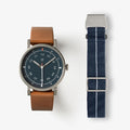 MUS-02 BROWN 40MM + NAVY PARACHUTE STRAP SET