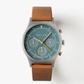 Brown Solar chronograph leather strap watches