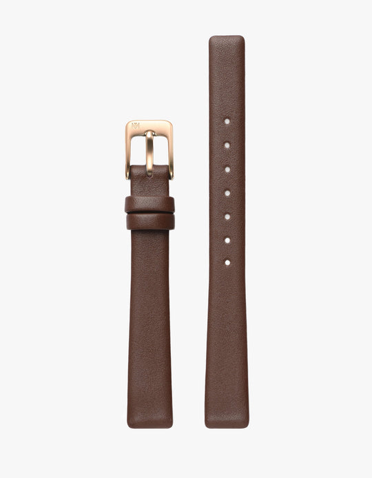 12mm Mahogany Leather Strap (Rosegold)
