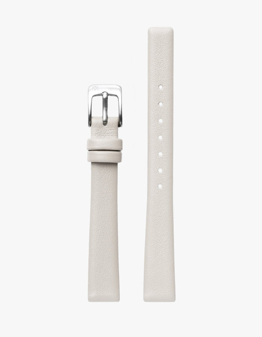 12mm Offwhite Leather Strap (Silver)