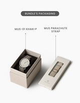 MUS-01 KHAKI P 40MM + GRAY PARACHUTE STRAP SET