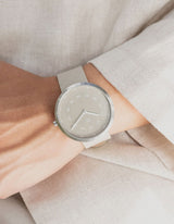 SMOKE GREEN OFFWHITE 40MM + NAVY LEATHER STRAP SET  (SILVER)