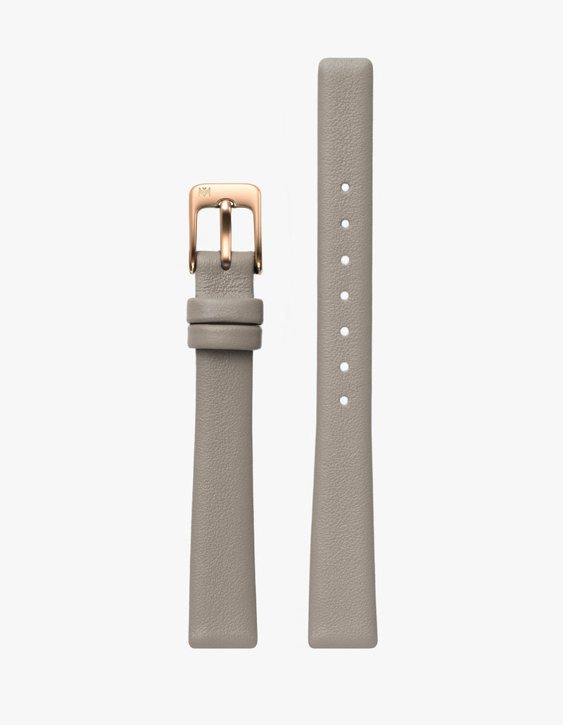 12mm Taupe Leather Strap (Rosegold)