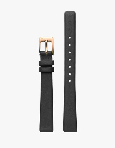 12mm Black Leather Strap (Rosegold)