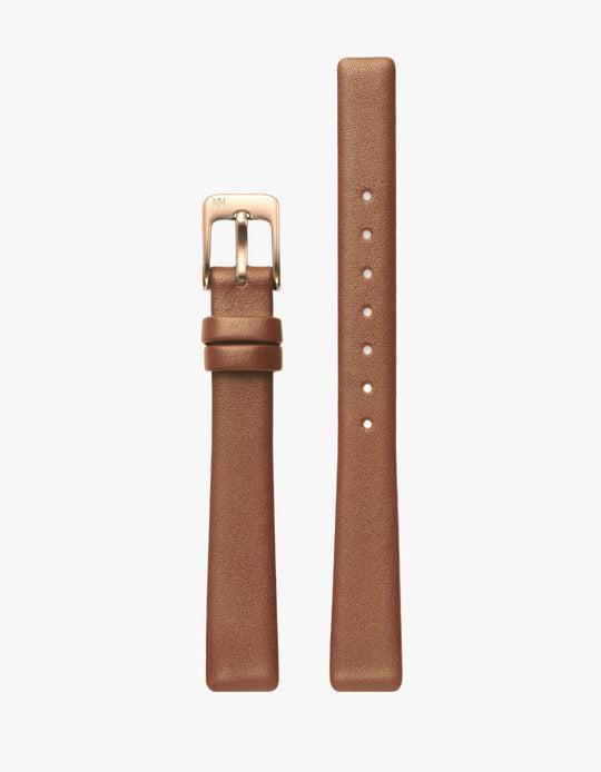 12mm Brown Leather Strap (Rosegold)