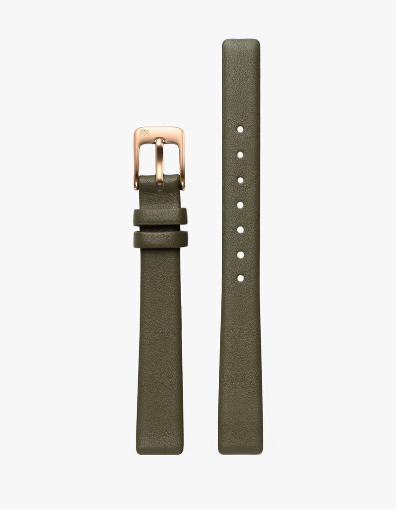 12mm Olive Leather Strap (Rosegold)