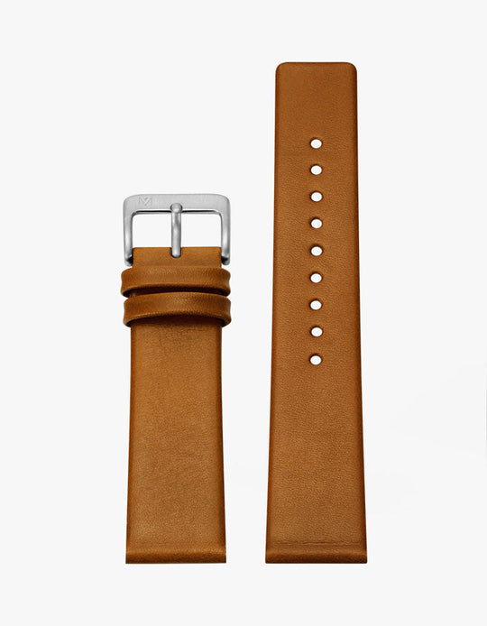 20mm Deco Brown Leather Strap (Silver)