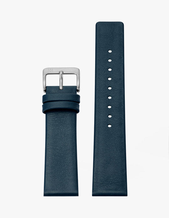 20mm Deco Navy Leather Strap (Silver)